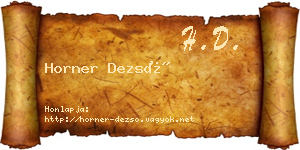 Horner Dezső névjegykártya